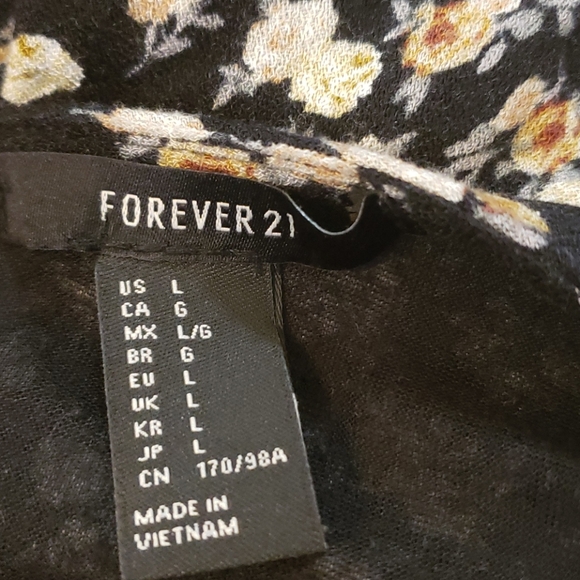 Forever 21 fully lined tan roses on black dress Size Large - Picture 5 of 6